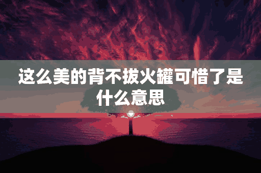 这么美的背不拔火罐可惜了是什么意思